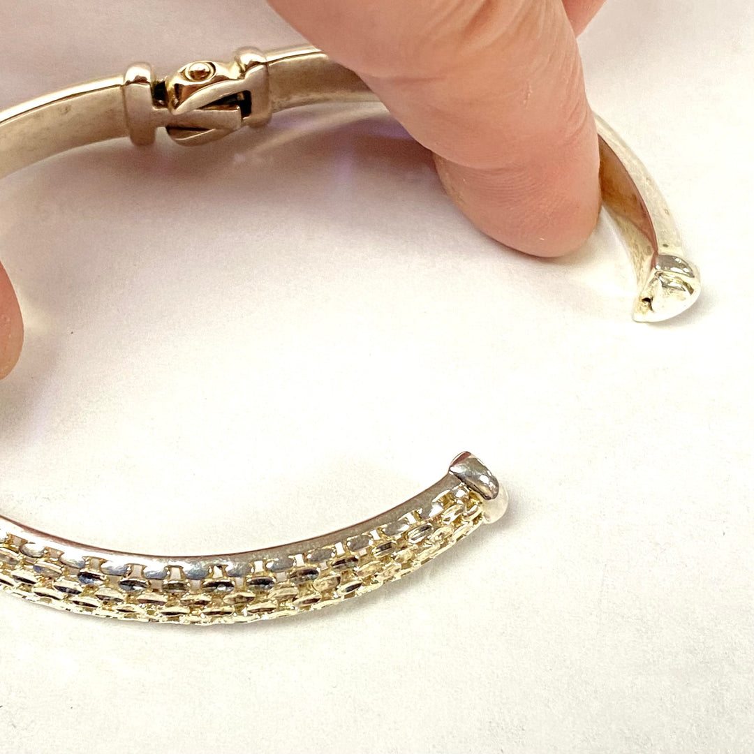 u565 Vintage 925 BA Sterling Silver 8" Long Snake Chain Bangle Bracelet