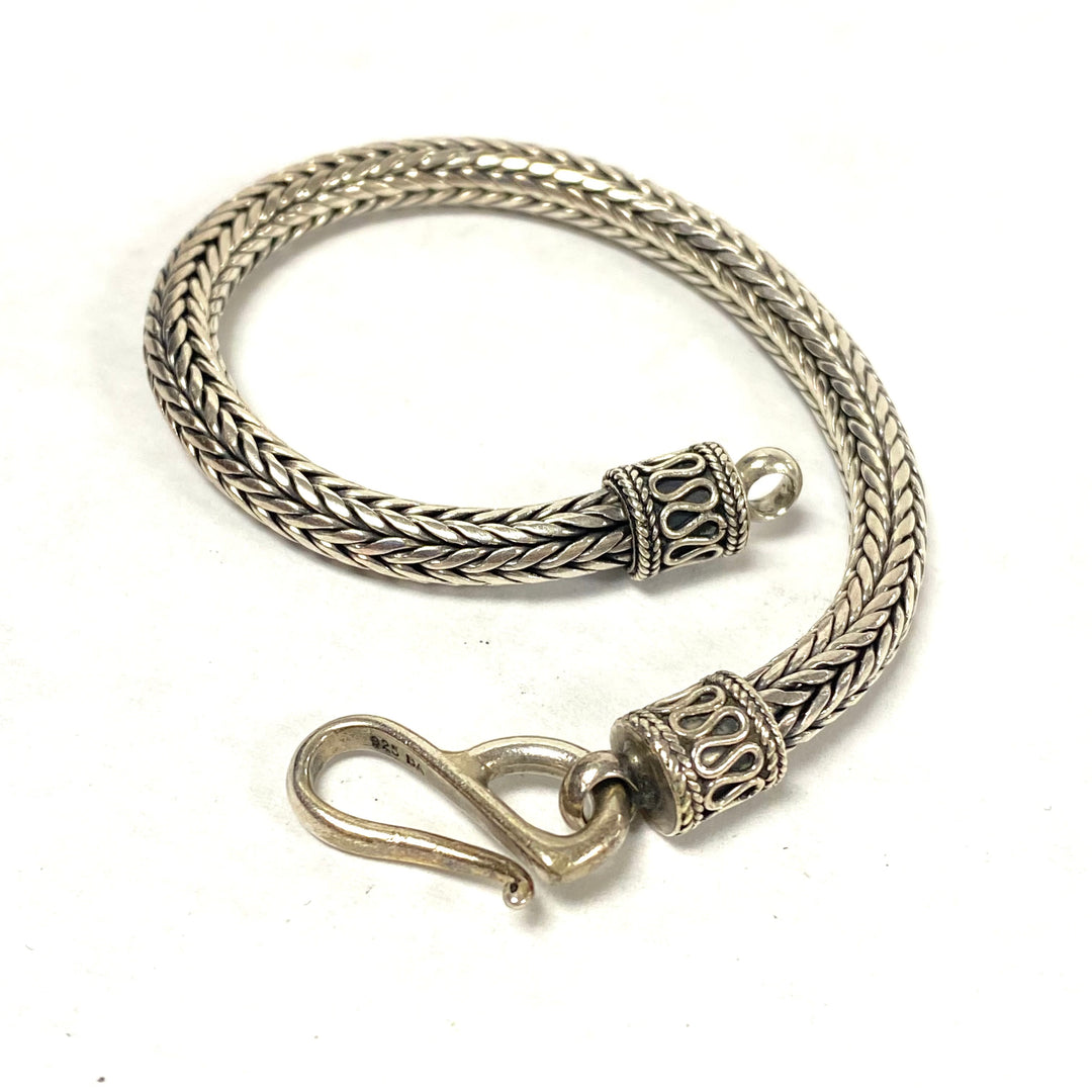 u565 Vintage 925 BA Sterling Silver 8" Long Snake Chain Bangle Bracelet