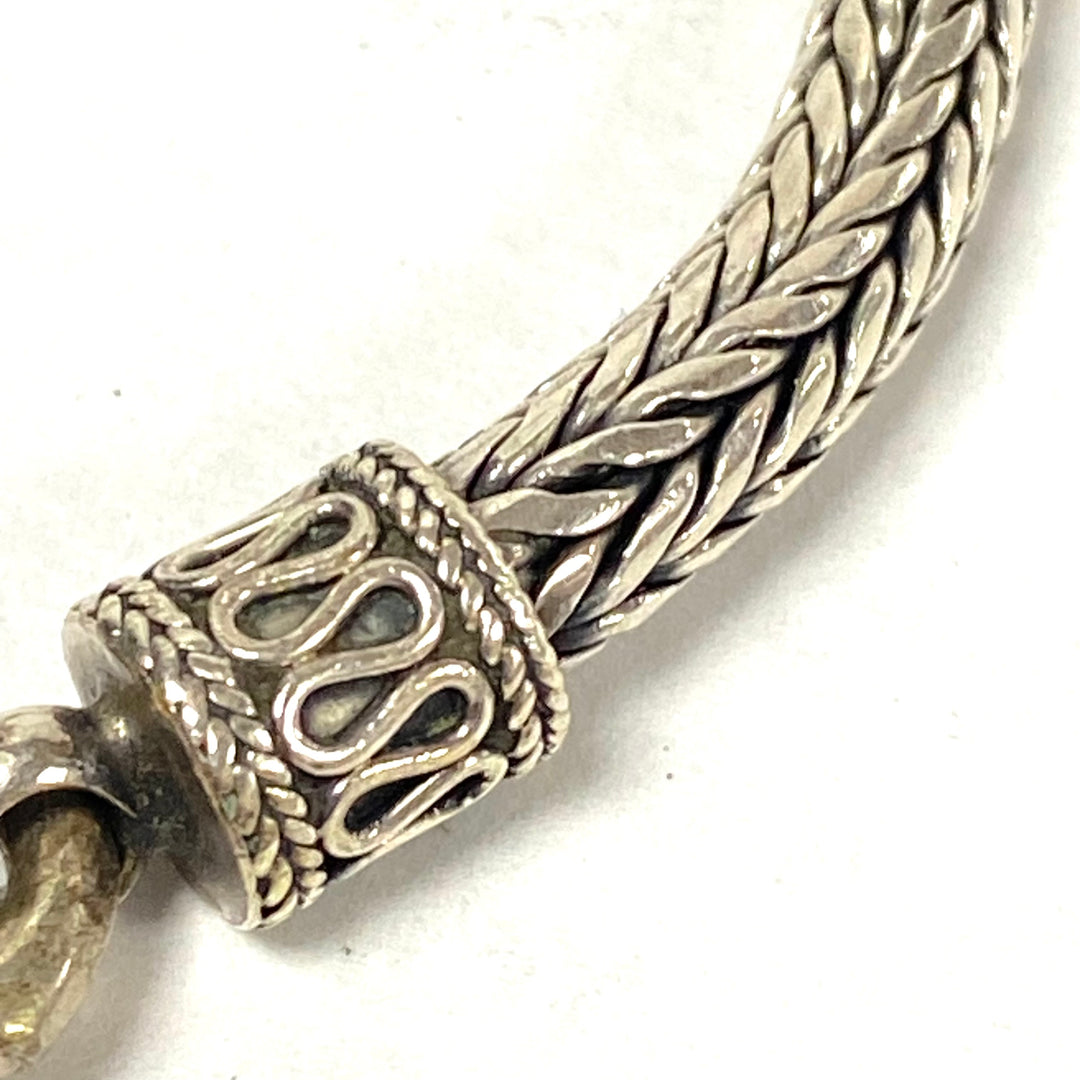 u565 Vintage 925 BA Sterling Silver 8" Long Snake Chain Bangle Bracelet