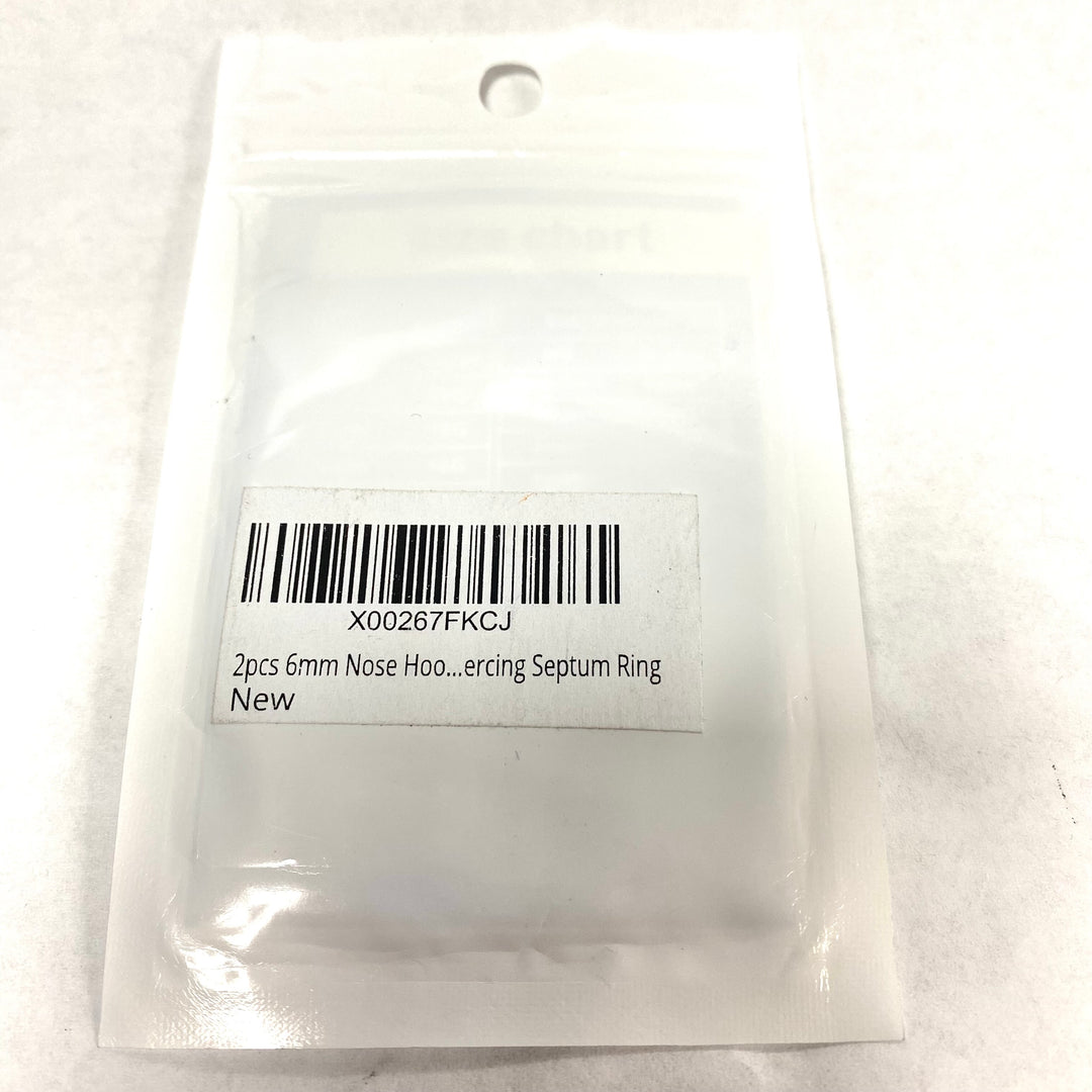 u570 14G *6mm Gold Tone Surgical Steel 2pc Hoop Piercing Nose Septum Ring