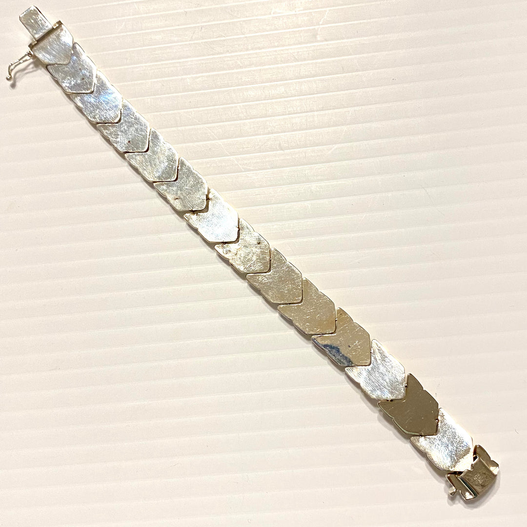 u574 Vintage 925 Milor Italy Sterling Silver Two Tone 7 3/8" Long Link Bracelet