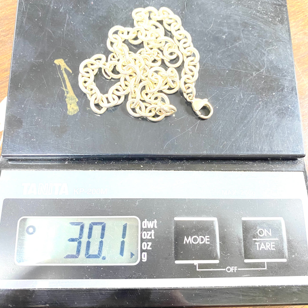 u583 Vintage Sterling Silver 925 Cable Link Chain Necklace 15-16.5” Long