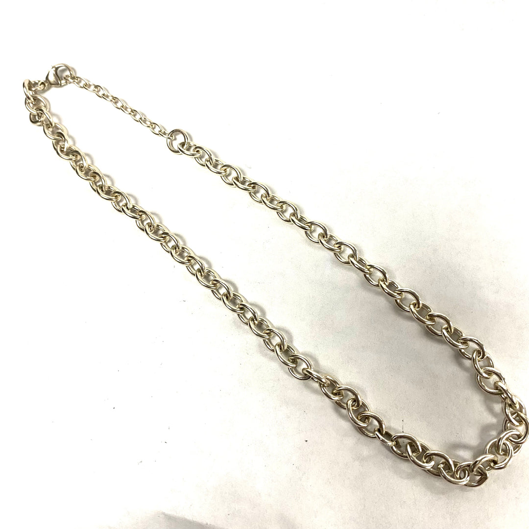 u583 Vintage Sterling Silver 925 Cable Link Chain Necklace 15-16.5” Long