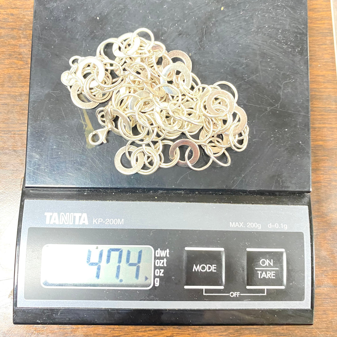 u584 Vintage Sterling Silver 925 Round Link Chain Necklace 23” Bracelet 7.5" 2pc