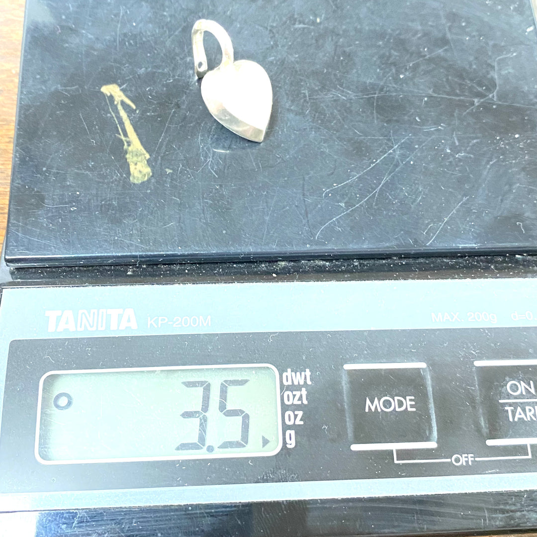 u593 Vintage Sterling Silver 925 Heart Charm Pendant Open Openable Bail