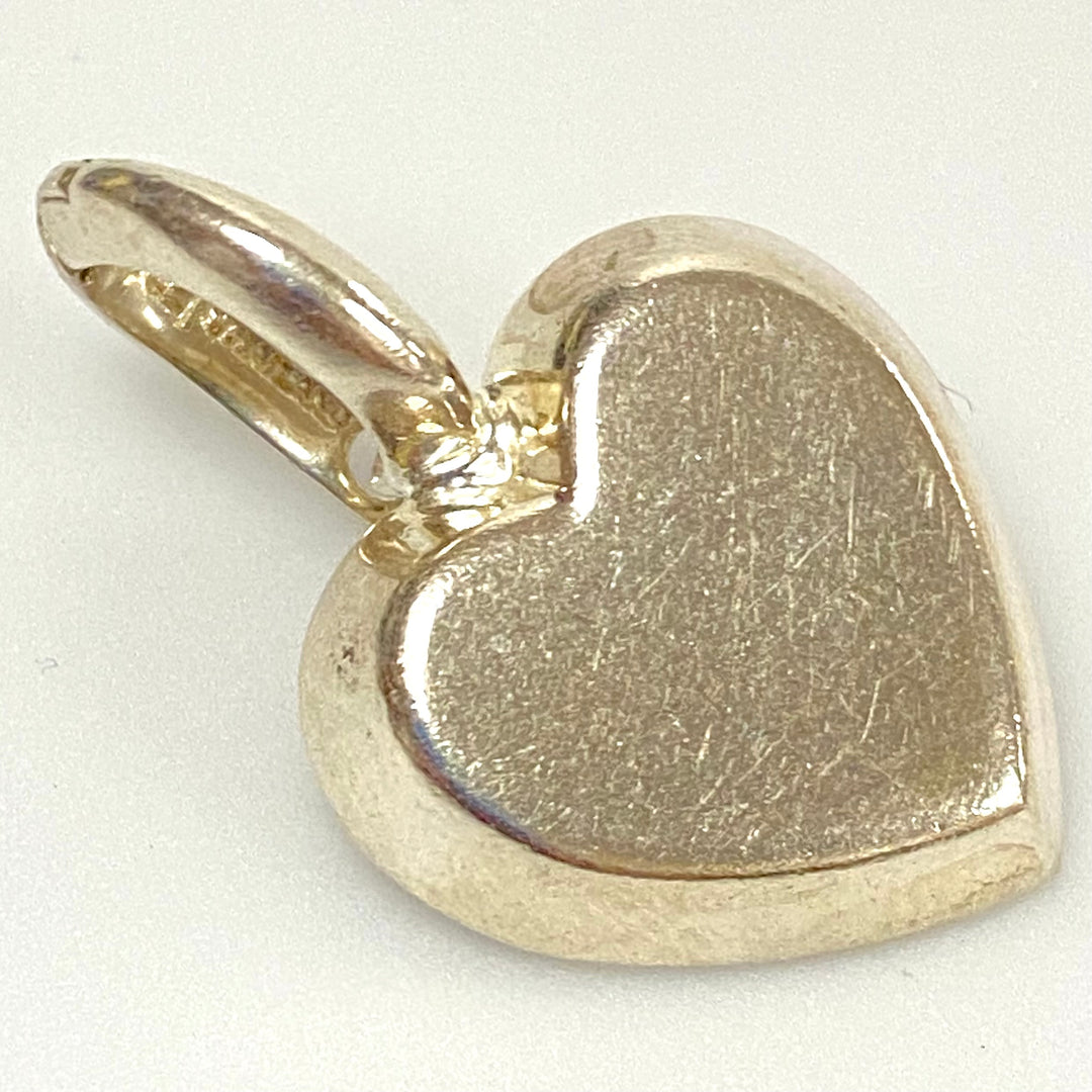 u593 Vintage Sterling Silver 925 Heart Charm Pendant Open Openable Bail
