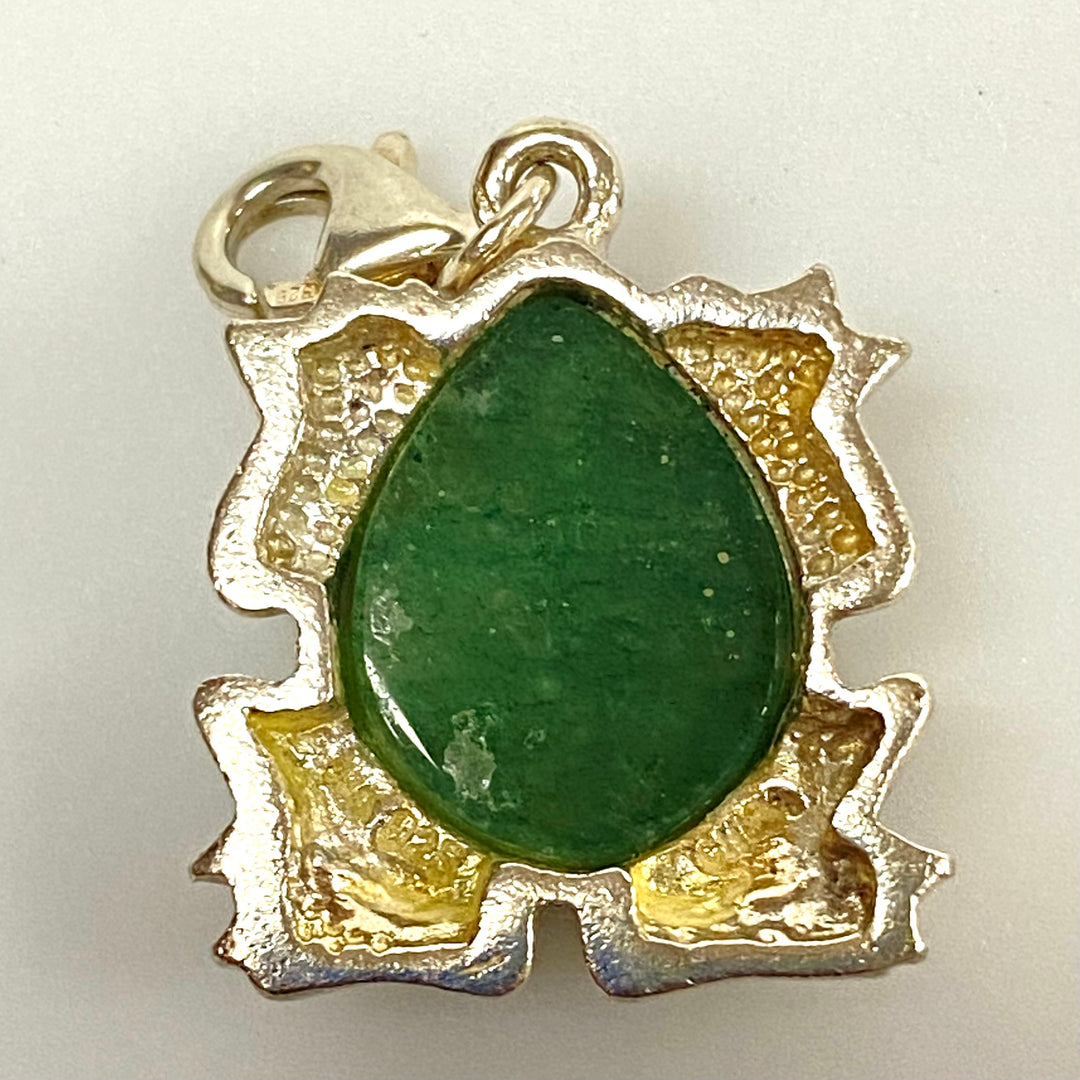 u598 Vintage Sterling Silver Frog Charm Pendant Openable Bail Multi Stones