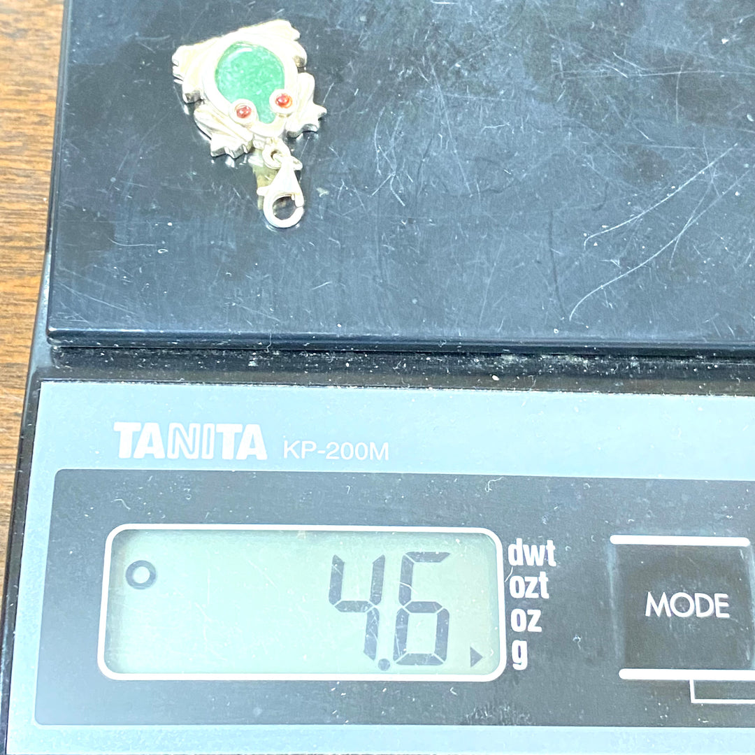 u598 Vintage Sterling Silver Frog Charm Pendant Openable Bail Multi Stones