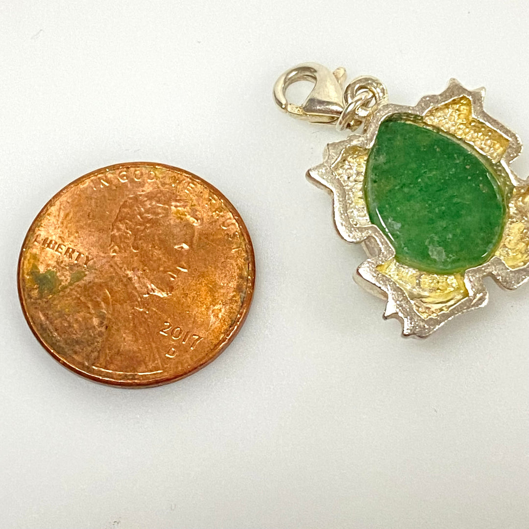 u598 Vintage Sterling Silver Frog Charm Pendant Openable Bail Multi Stones