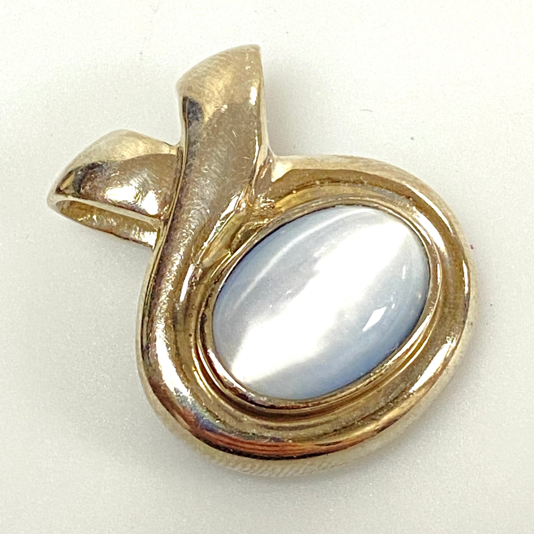 u603 Vintage Sterling Silver 925 Charm Pendant Light Blue Oval Gemstone