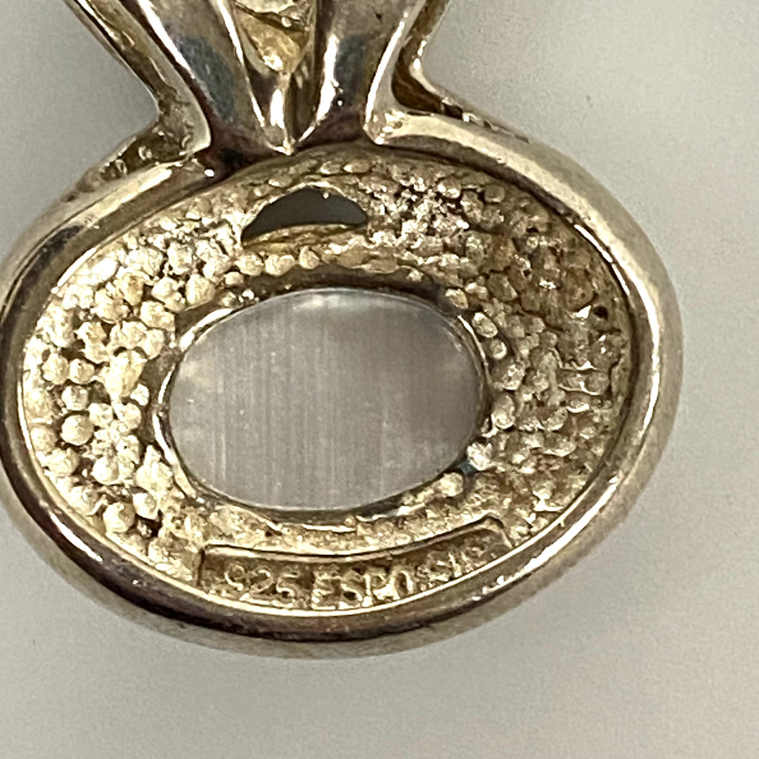 u603 Vintage Sterling Silver 925 Charm Pendant Light Blue Oval Gemstone