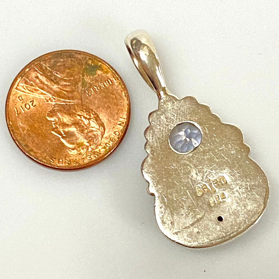 u606 Vintage Sterling Silver 925 Charm Pendant with Blue Stones