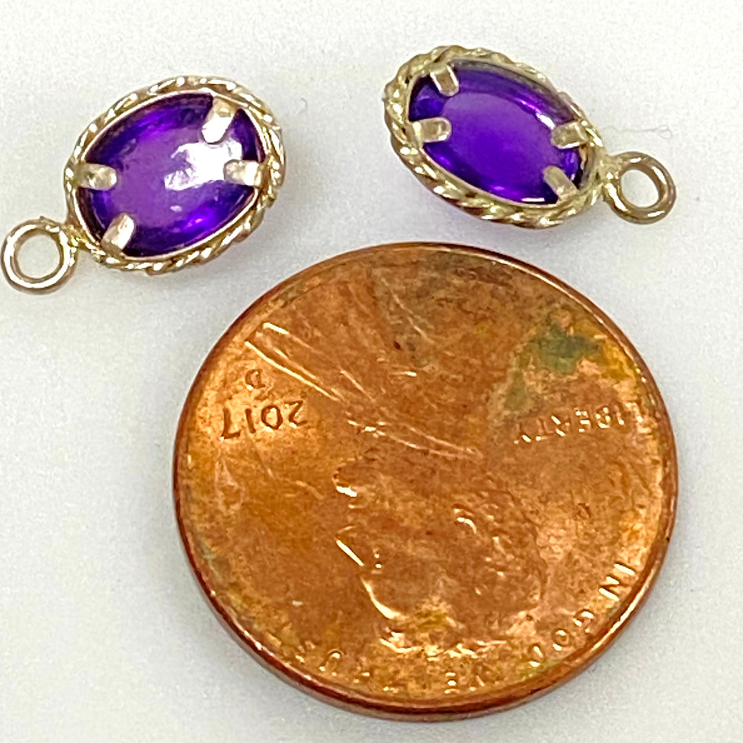 u610 Vintage Sterling Silver Hoop Earring Dangle Jackets Garnet Amethyst 2 sets