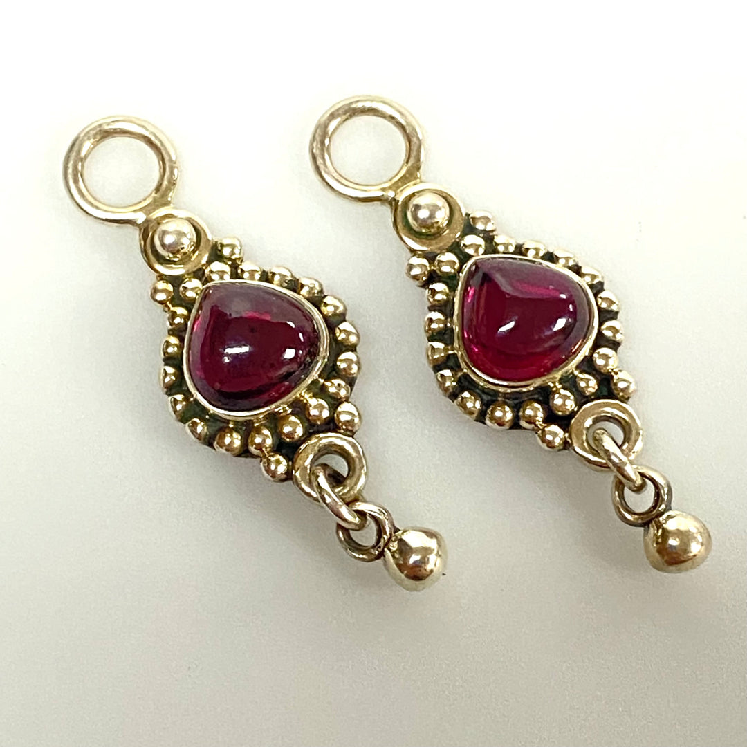 u610 Vintage Sterling Silver Hoop Earring Dangle Jackets Garnet Amethyst 2 sets