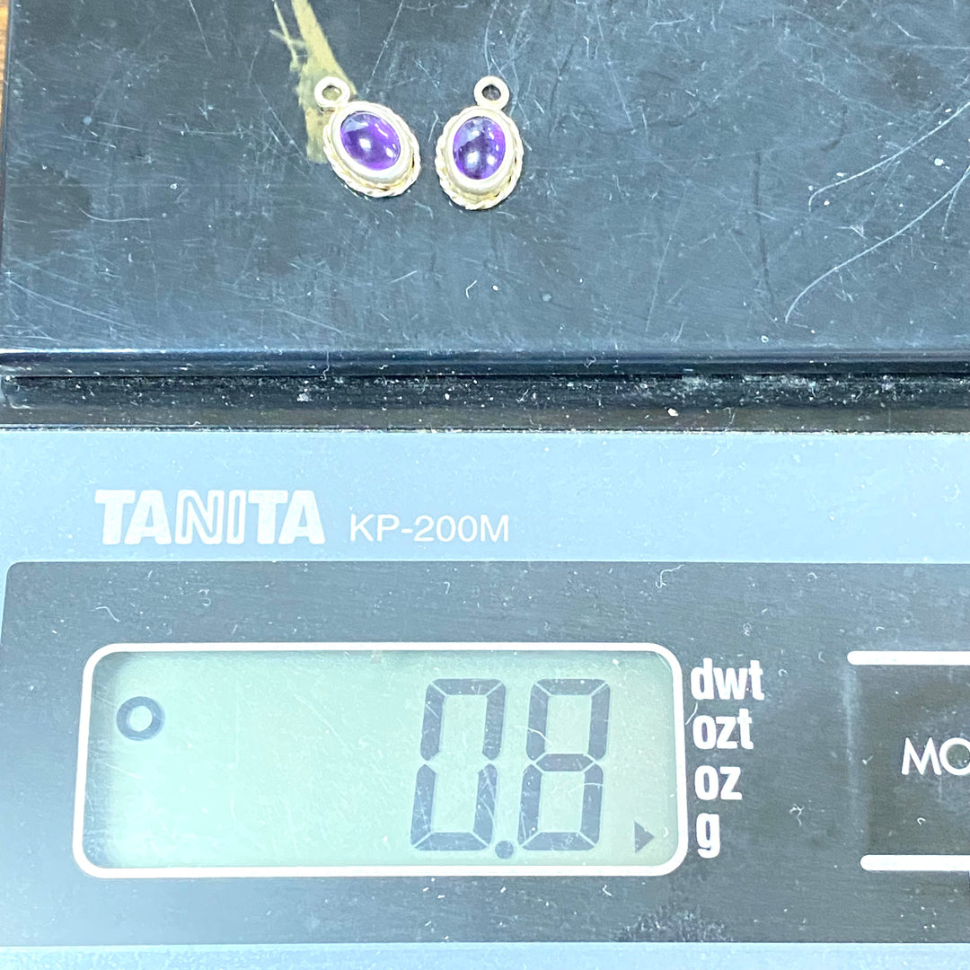 u610 Vintage Sterling Silver Hoop Earring Dangle Jackets Garnet Amethyst 2 sets