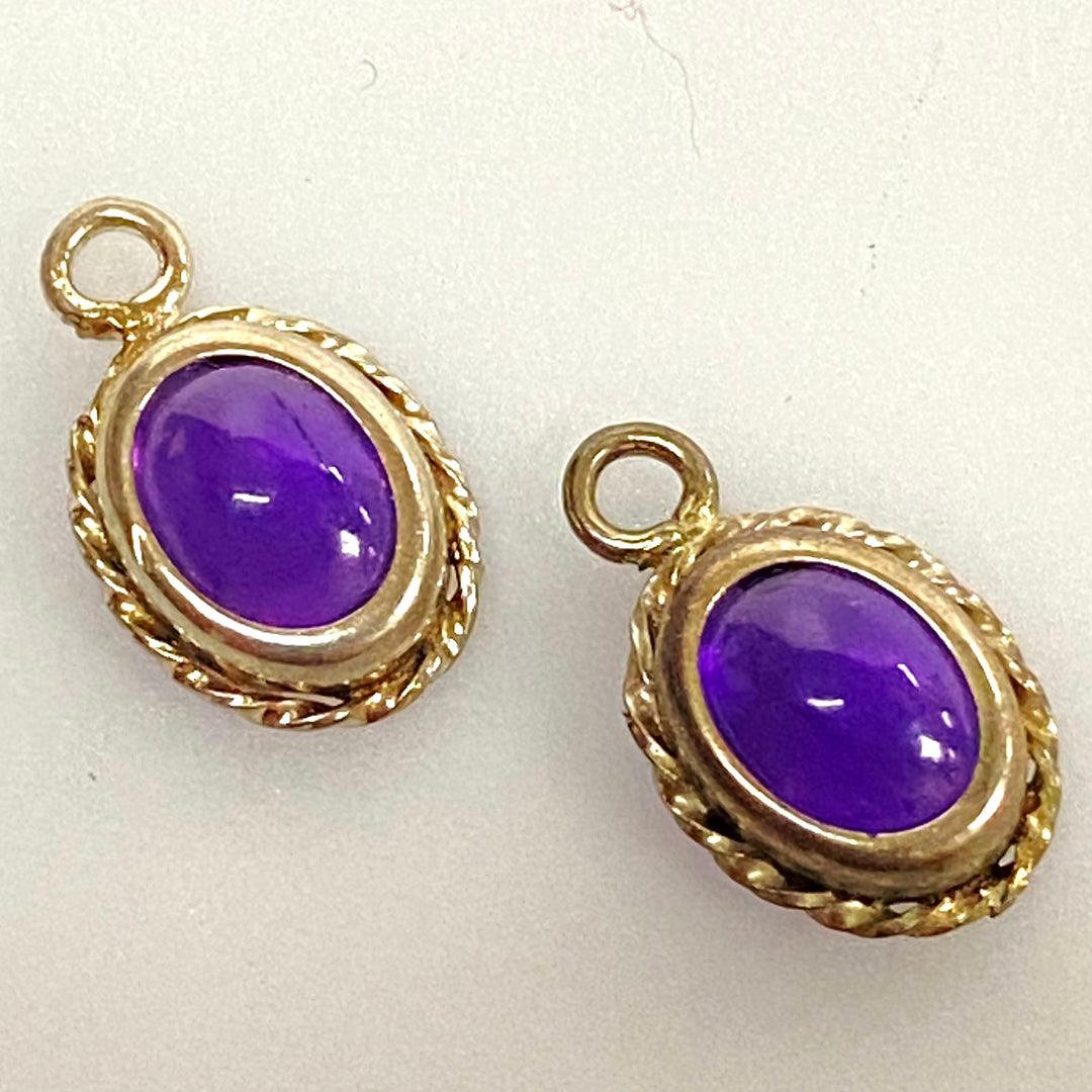 u610 Vintage Sterling Silver Hoop Earring Dangle Jackets Garnet Amethyst 2 sets