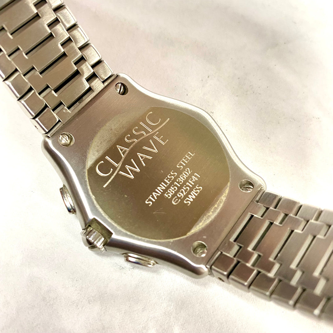 u702 Ebel Swiss Classic Wave Chronograph Stainless Steel Quartz Wrist Watch