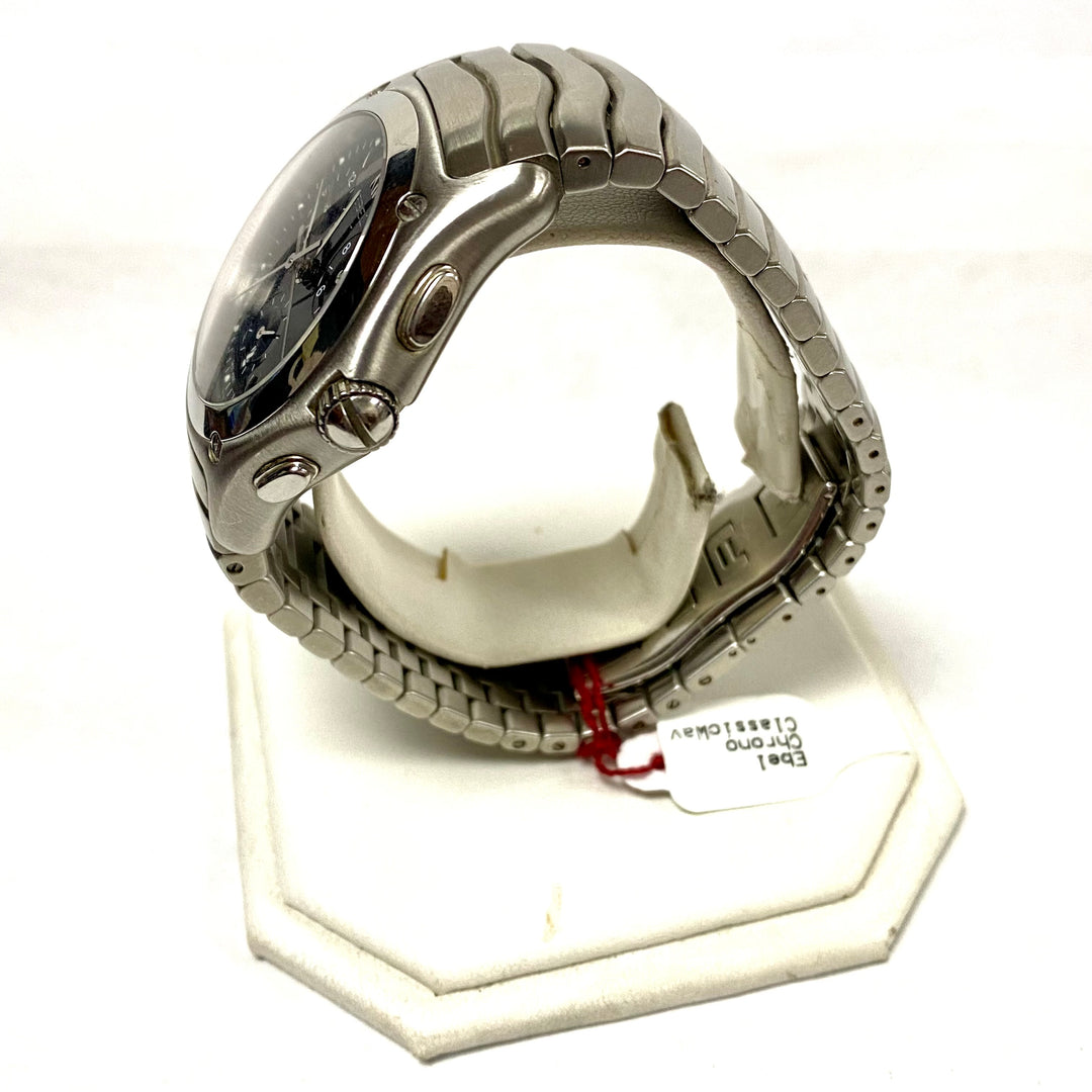 u702 Ebel Swiss Classic Wave Chronograph Stainless Steel Quartz Wrist Watch