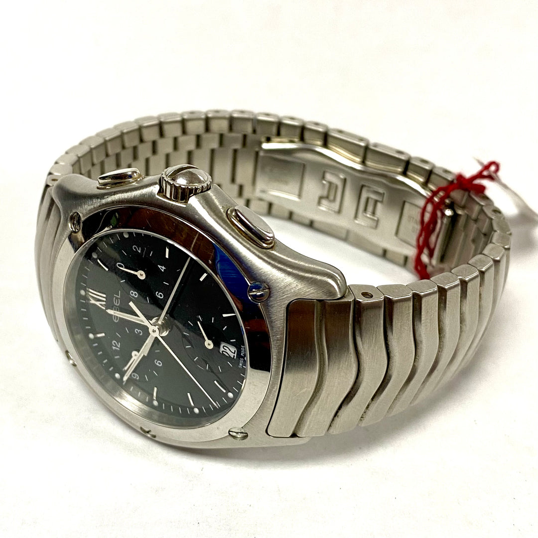 u702 Ebel Swiss Classic Wave Chronograph Stainless Steel Quartz Wrist Watch