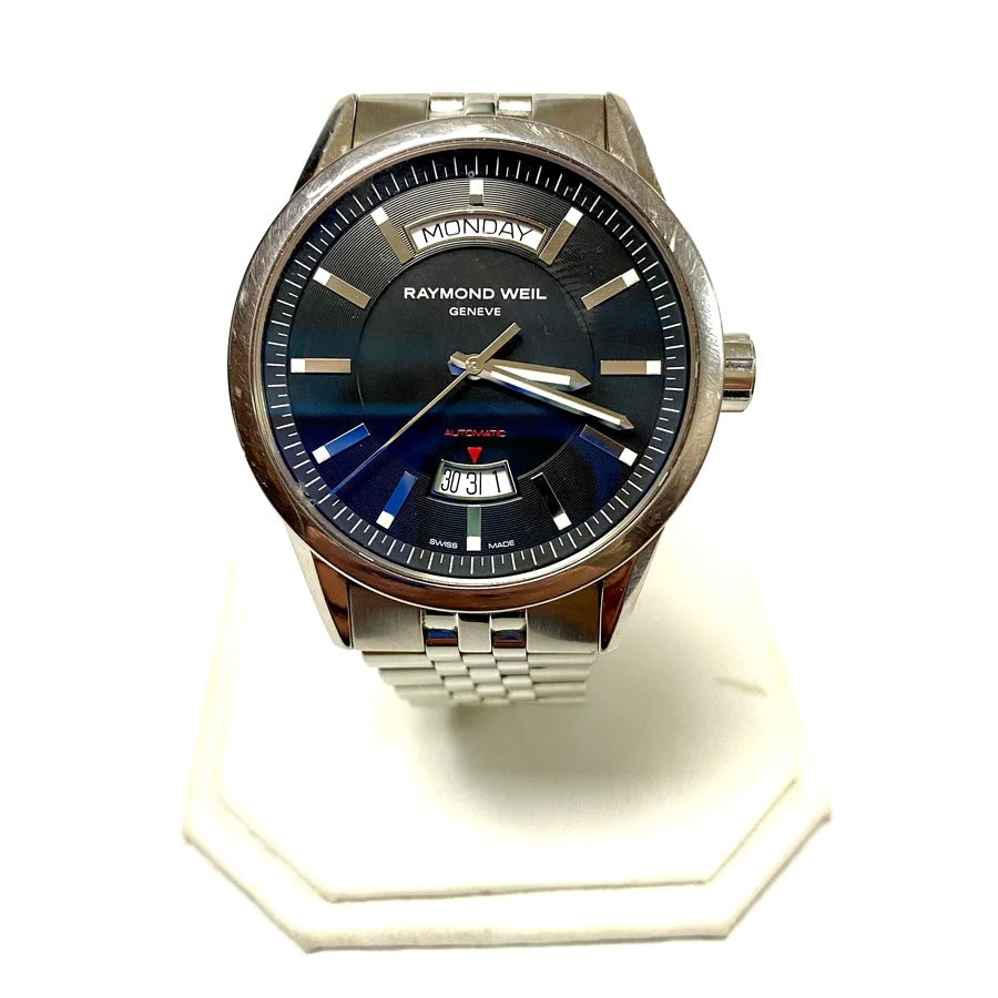 u703 Raimond Weil Geneve Automatic Sapphire Crystal Stainless Steel Wrist Watch & Box