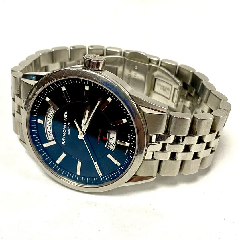u703 Raimond Weil Geneve Automatic Sapphire Crystal Stainless Steel Wrist Watch & Box