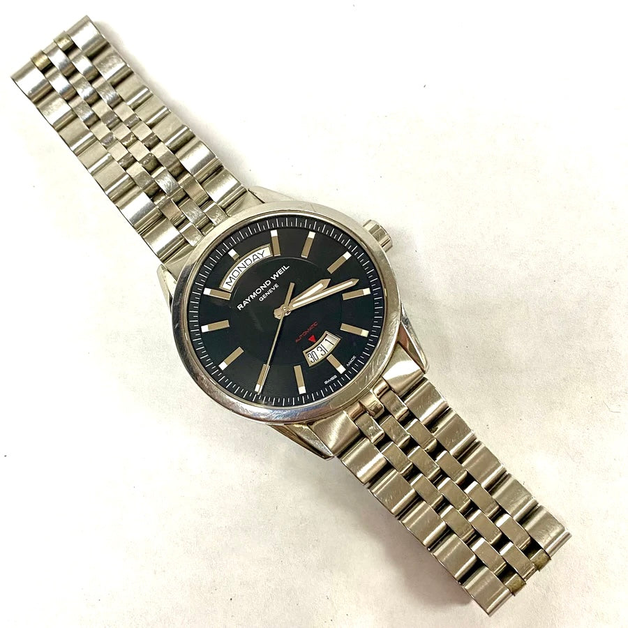 u703 Raimond Weil Geneve Automatic Sapphire Crystal Stainless Steel Wrist Watch & Box