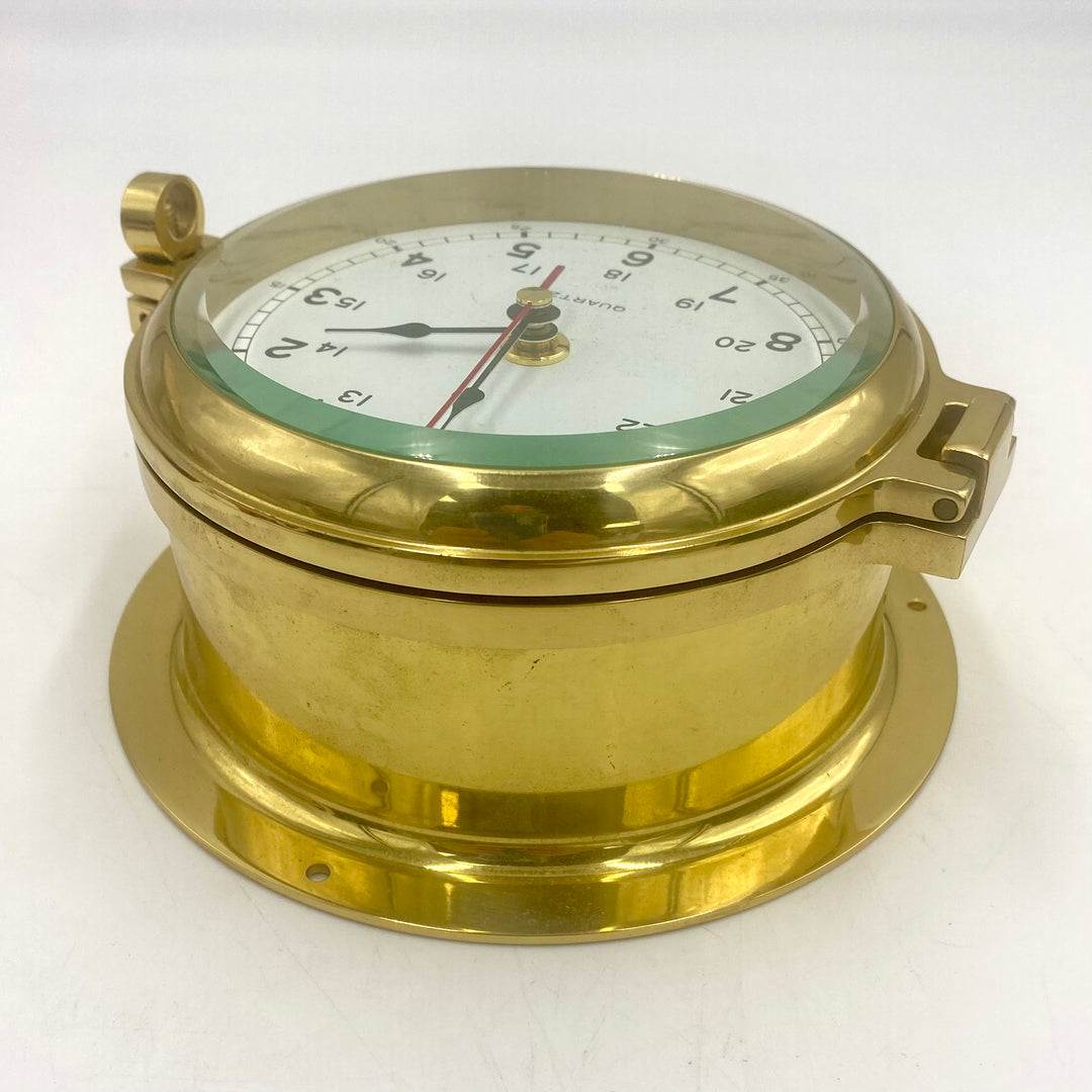 u709 Vintage Gold Tone Bell Clock Co. Ship's Clock Quartz