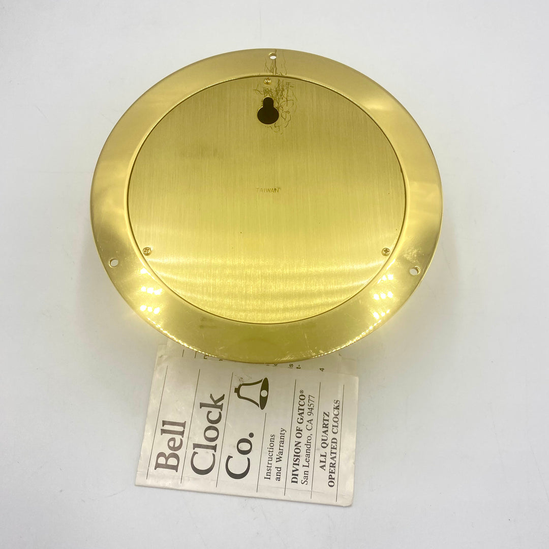 u709 Vintage Gold Tone Bell Clock Co. Ship's Clock Quartz