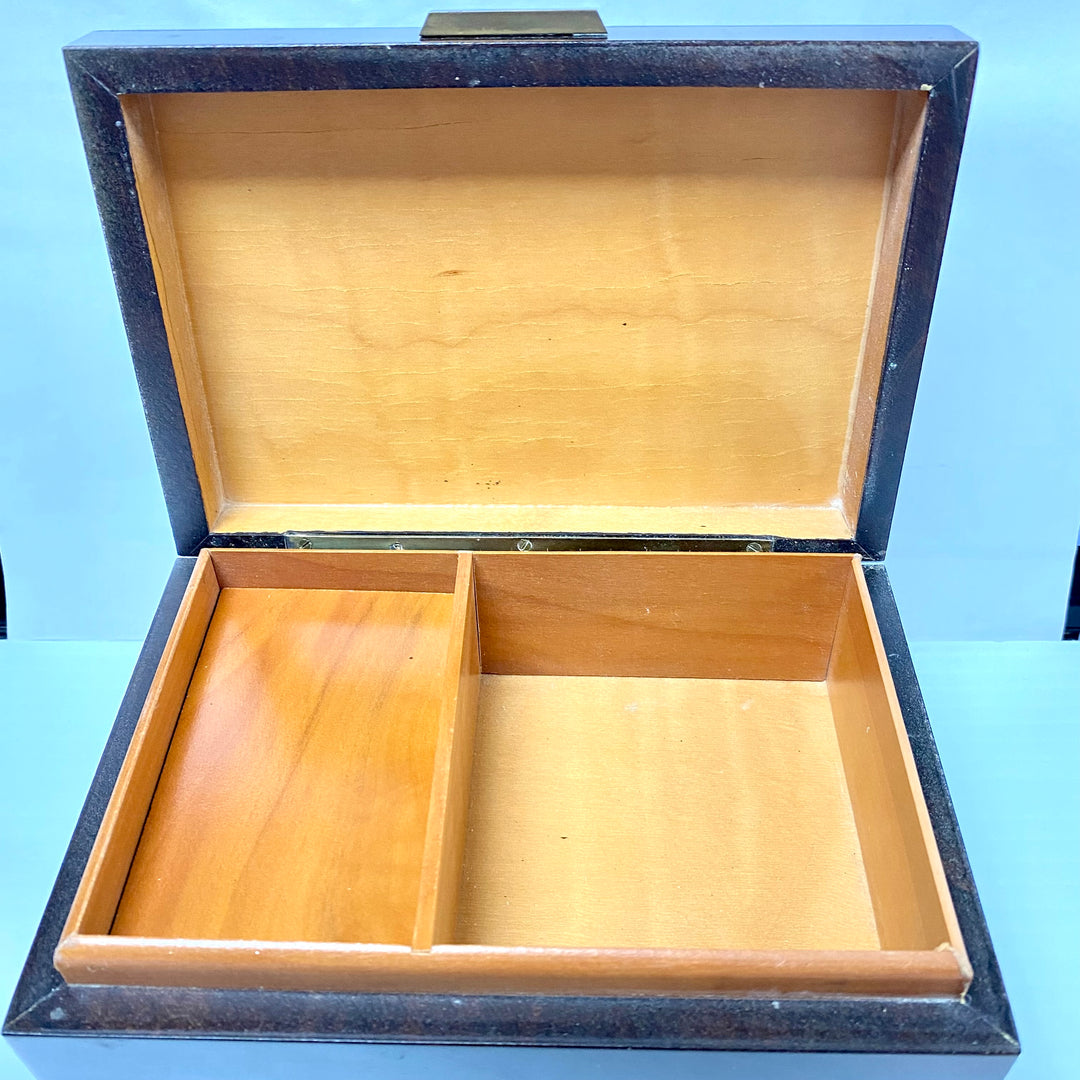 u715 Vintage Swiss Musical Movement Jewelry Box "Reich mir die Hand mein Leben"