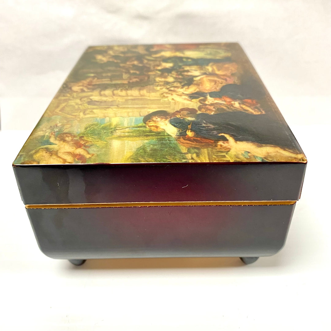 u716 Vintage Made Western Germany Musical Box Swiss Movement Romance by Beethoven & Minuet by Mozart