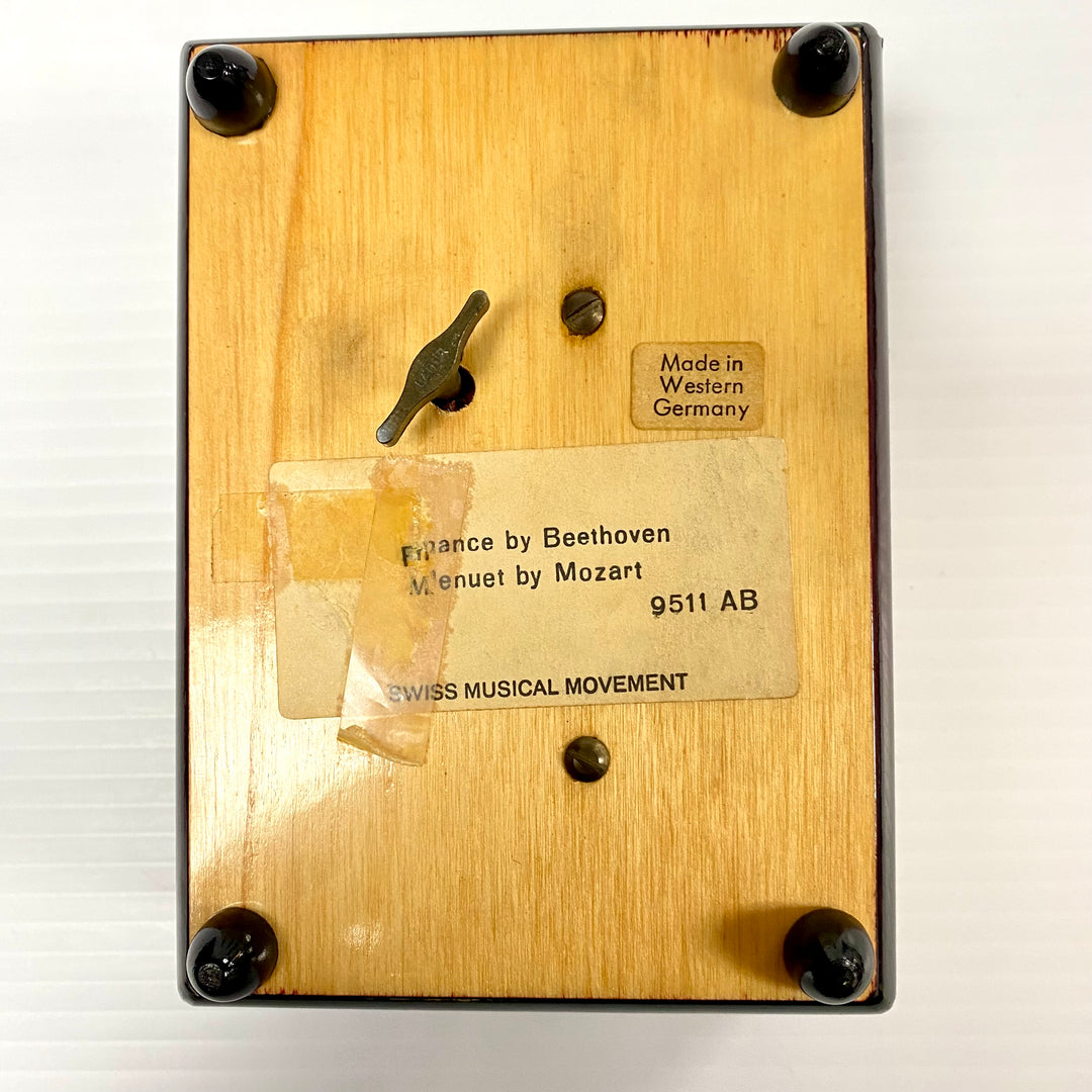 u716 Vintage Made Western Germany Musical Box Swiss Movement Romance by Beethoven & Minuet by Mozart