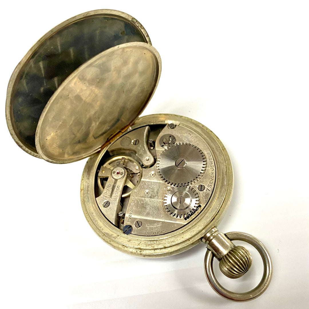 u718 Vintage Berna Swiss Mechanical Pocket Watch Silver Tone 7 Jewels