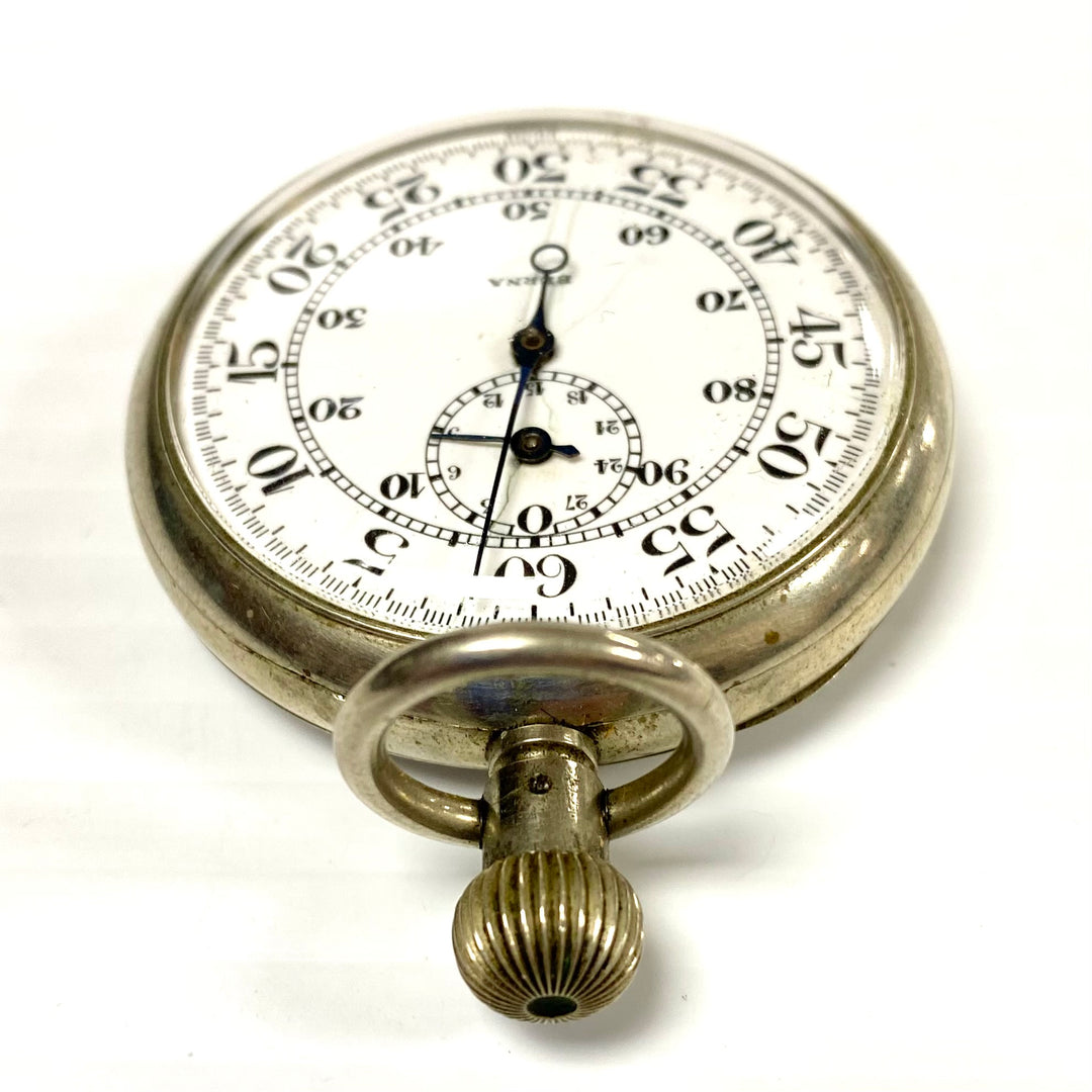 u718 Vintage Berna Swiss Mechanical Pocket Watch Silver Tone 7 Jewels