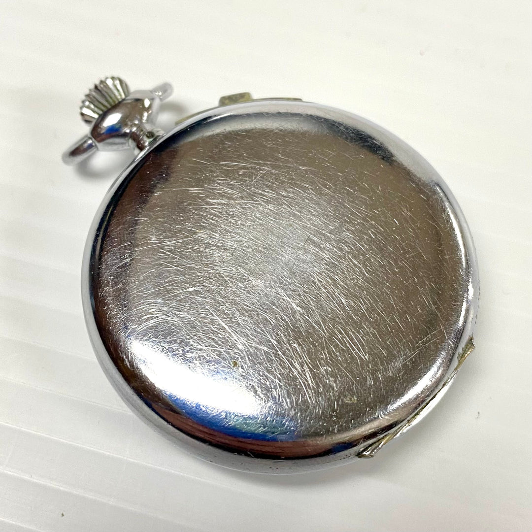 u720 Vintage BUREN Foot-Ball Swiss Mechanical Pocket Watch Silver Tone 7 Jewels