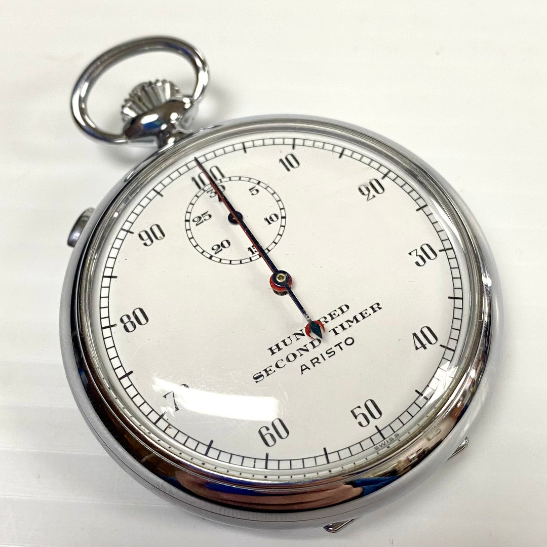 u719 Vintage ARISTO Baumann Swiss Mechanical Pocket Watch Silver Tone 7 Jewels