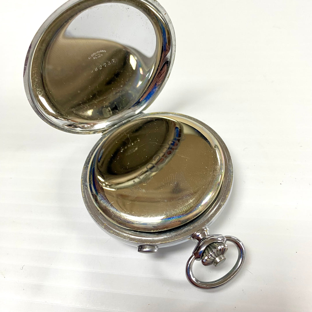 u719 Vintage ARISTO Baumann Swiss Mechanical Pocket Watch Silver Tone 7 Jewels