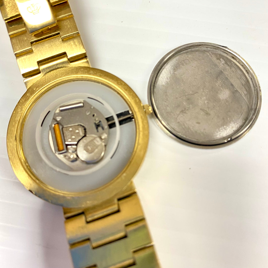 u725 Vintage Jules Jurgensen 1J Diamond Quartz GP Stainless Unisex Wrist Watch