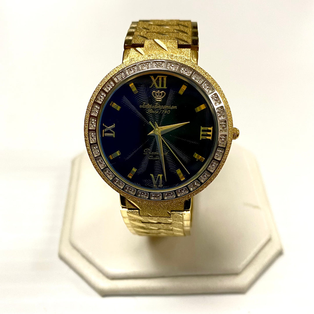 u725 Vintage Jules Jurgensen 1J Diamond Quartz GP Stainless Unisex Wrist Watch