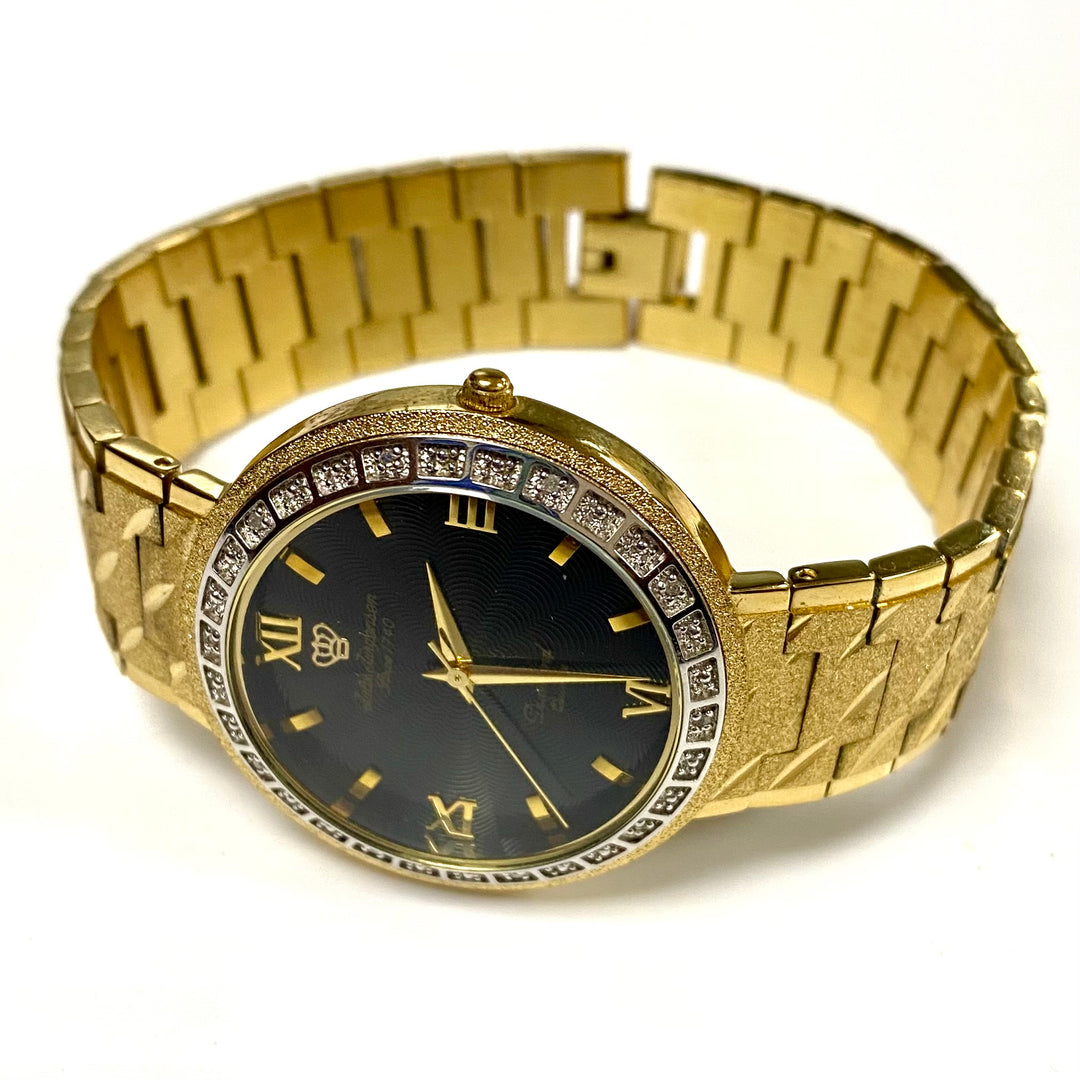 u725 Vintage Jules Jurgensen 1J Diamond Quartz GP Stainless Unisex Wrist Watch