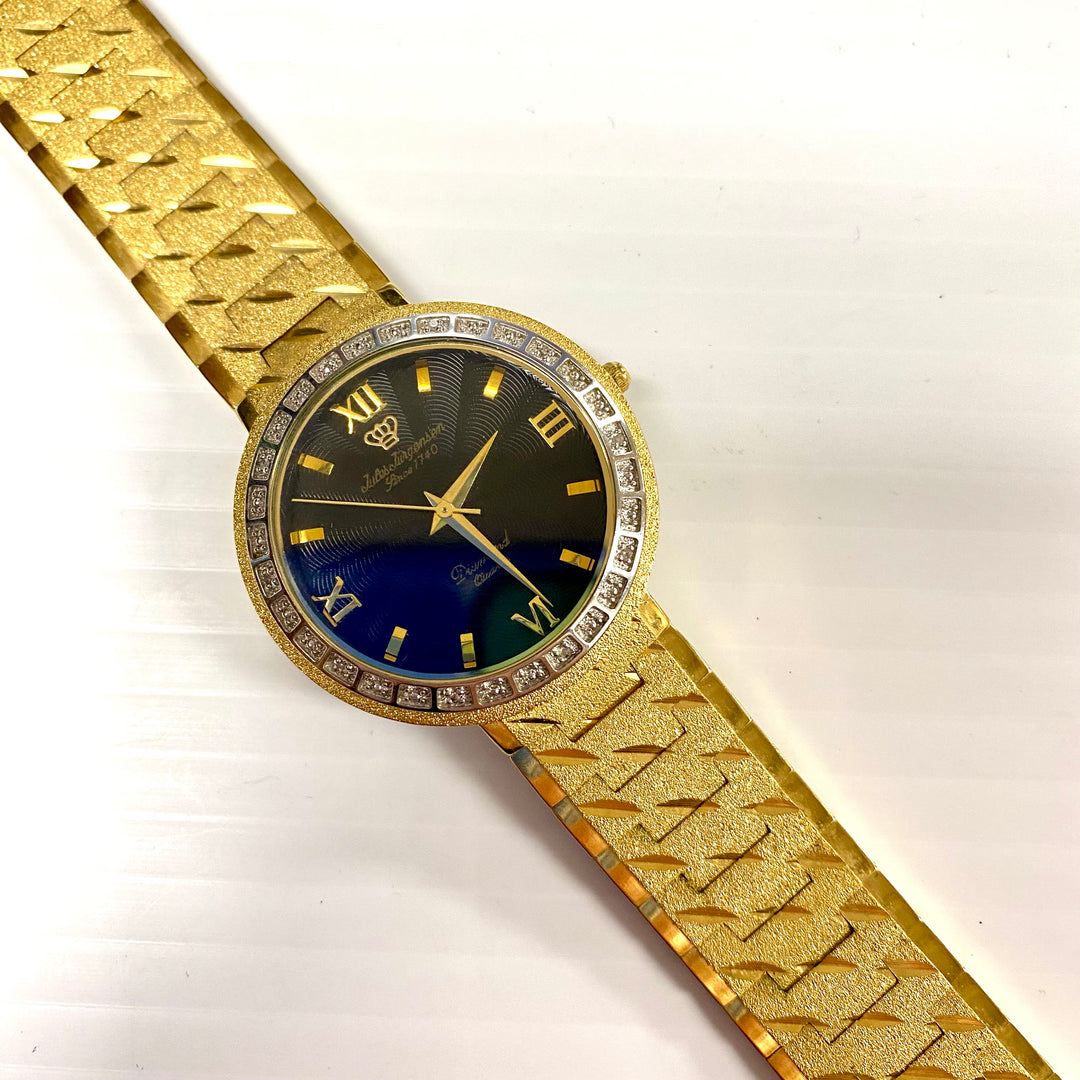 u725 Vintage Jules Jurgensen 1J Diamond Quartz GP Stainless Unisex Wrist Watch