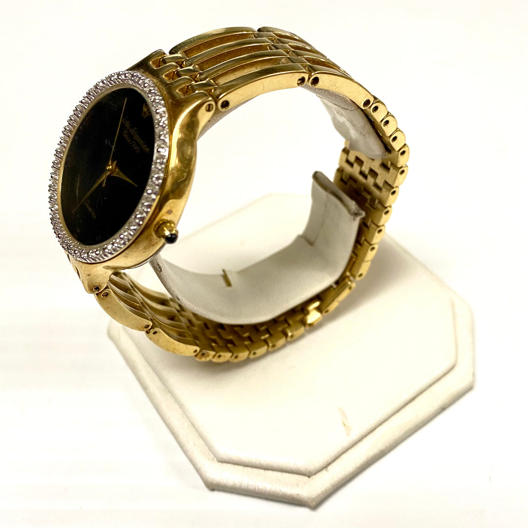 u726 Vintage Jules Jurgensen 1J Quartz Gold Plated Stainless Unisex Wrist Watch