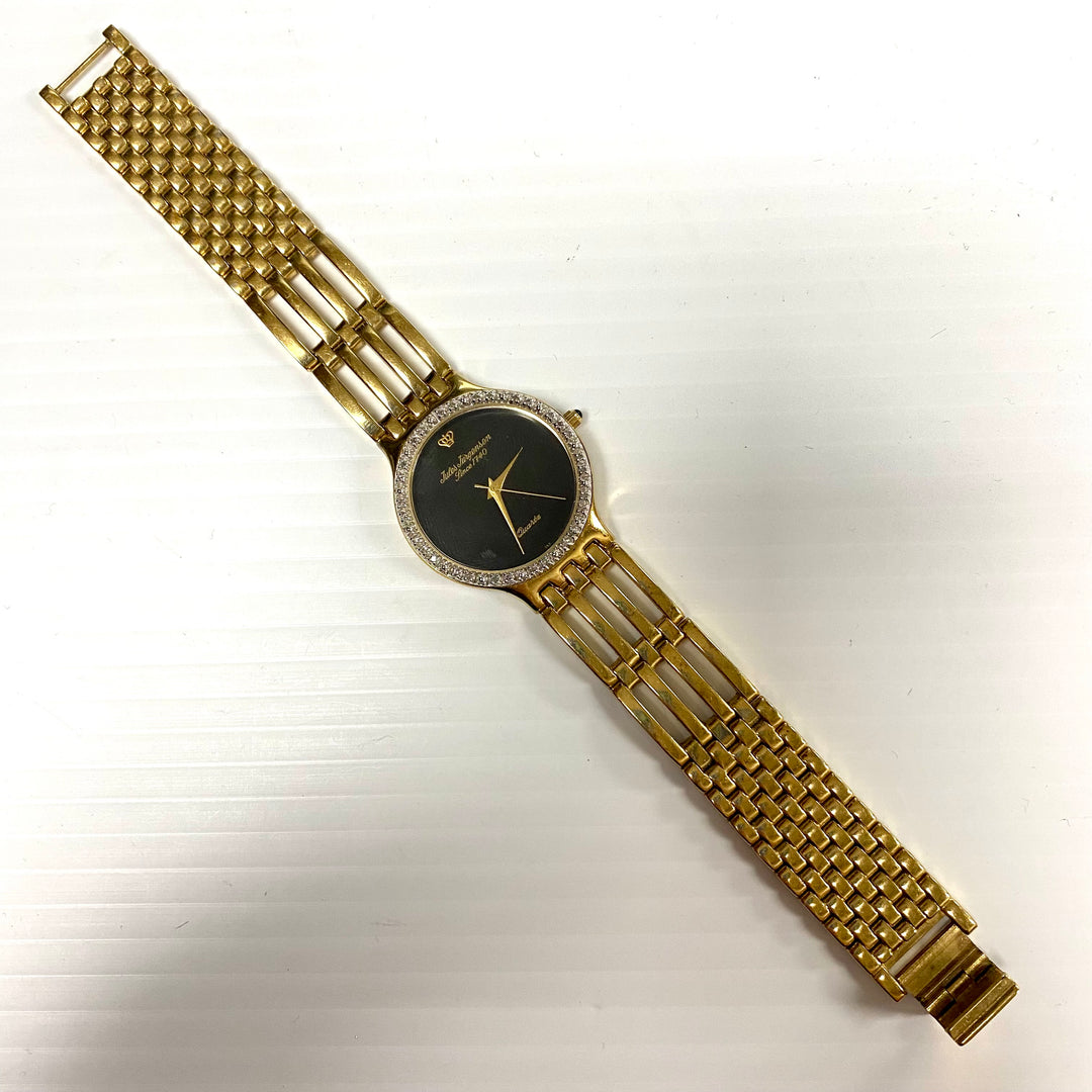 u726 Vintage Jules Jurgensen 1J Quartz Gold Plated Stainless Unisex Wrist Watch