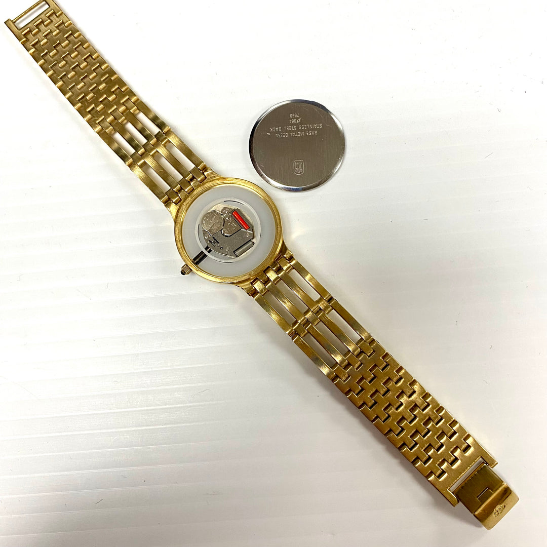 u726 Vintage Jules Jurgensen 1J Quartz Gold Plated Stainless Unisex Wrist Watch