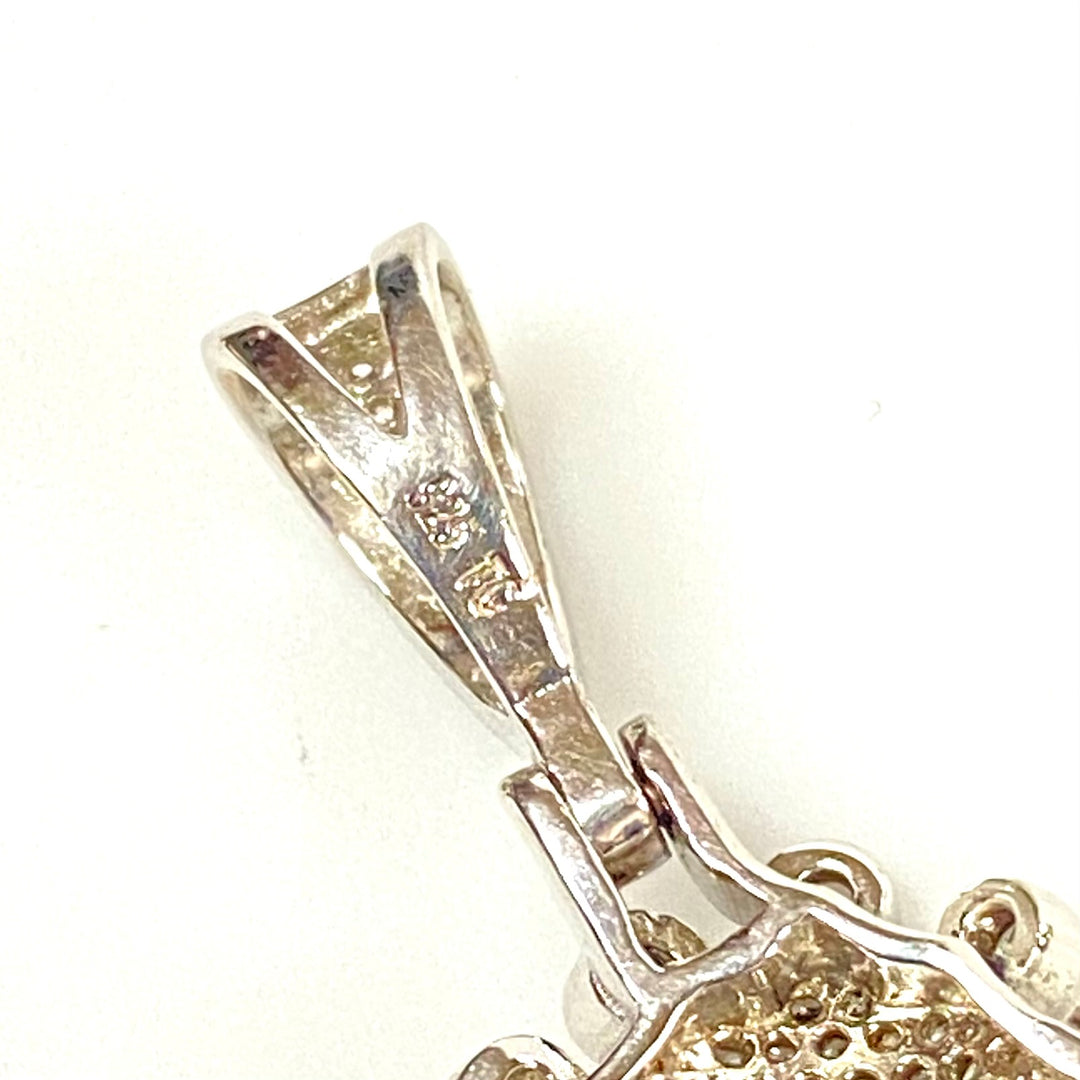 u736 Vintage Sterling Silver 925 White Stones Crown G Charm Pendant