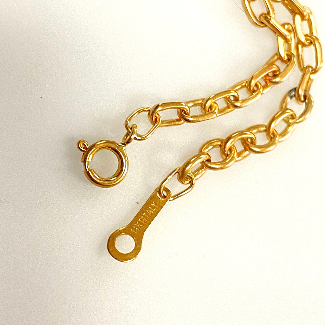 u740 Vintage 14K Yellow Gold Oval Link Chain Necklace 16" Long