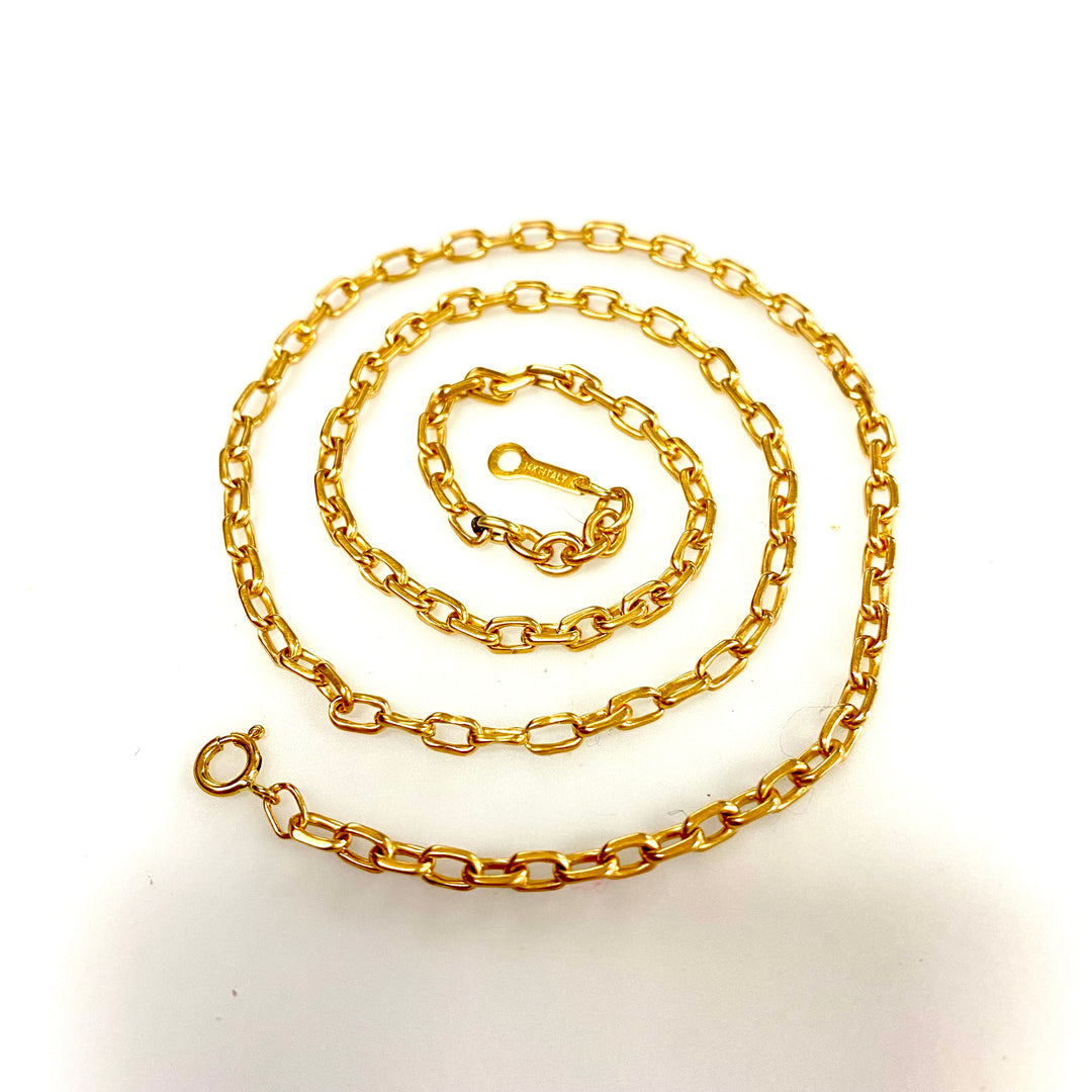 u740 Vintage 14K Yellow Gold Oval Link Chain Necklace 16" Long