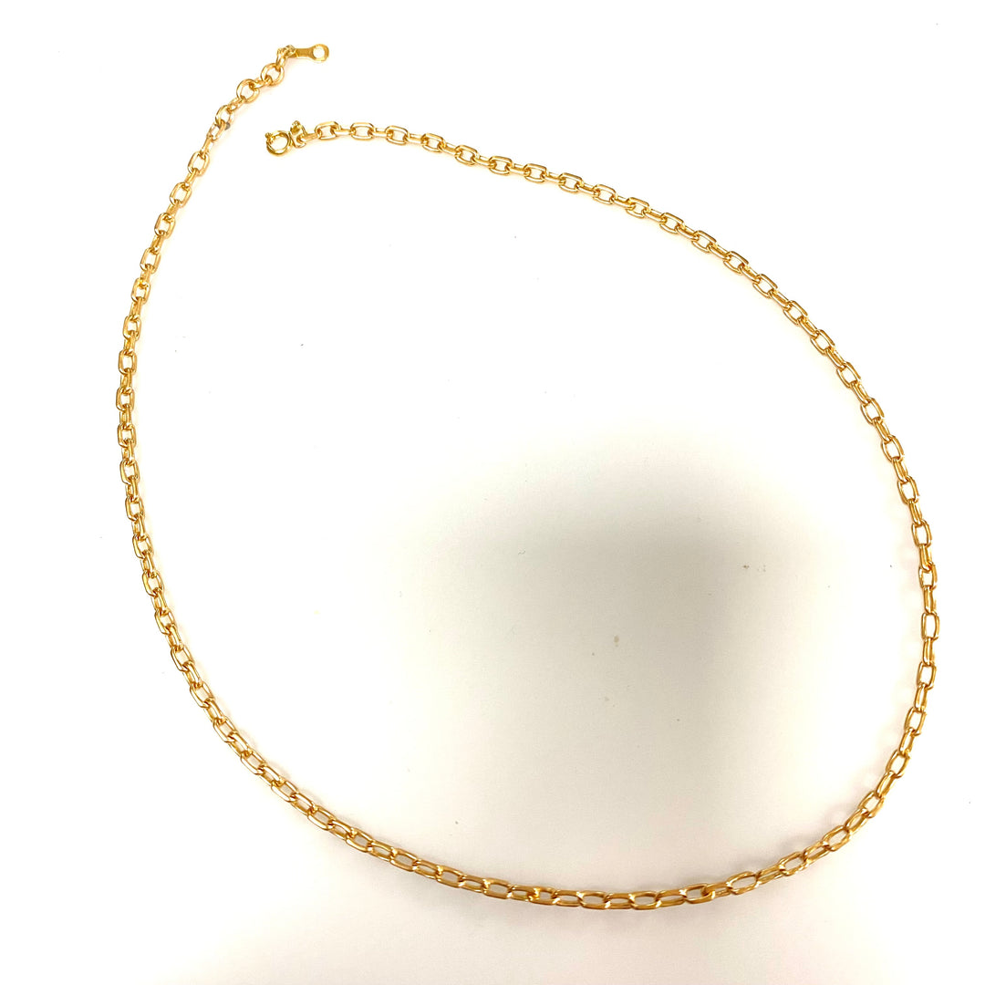 u740 Vintage 14K Yellow Gold Oval Link Chain Necklace 16" Long