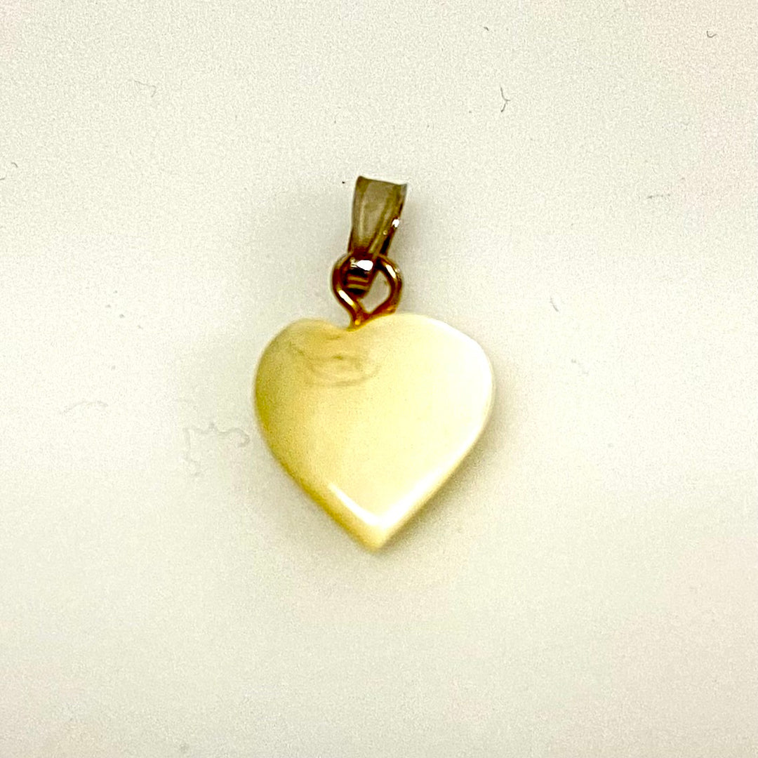 u755 Vintage Sterling Silver Mother of Pearl Abalone Cute Heart Charm Pendant