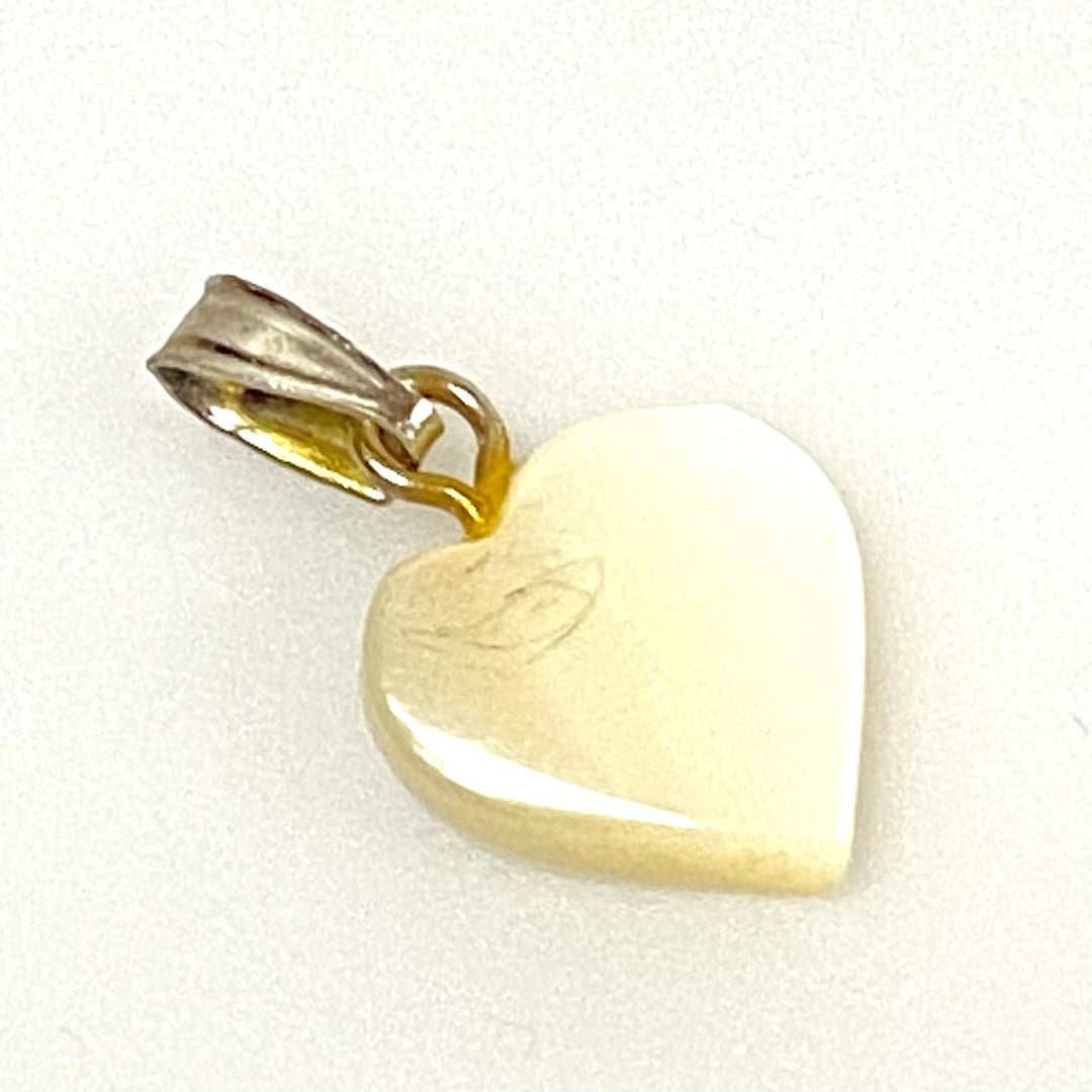 u755 Vintage Sterling Silver Mother of Pearl Abalone Cute Heart Charm Pendant