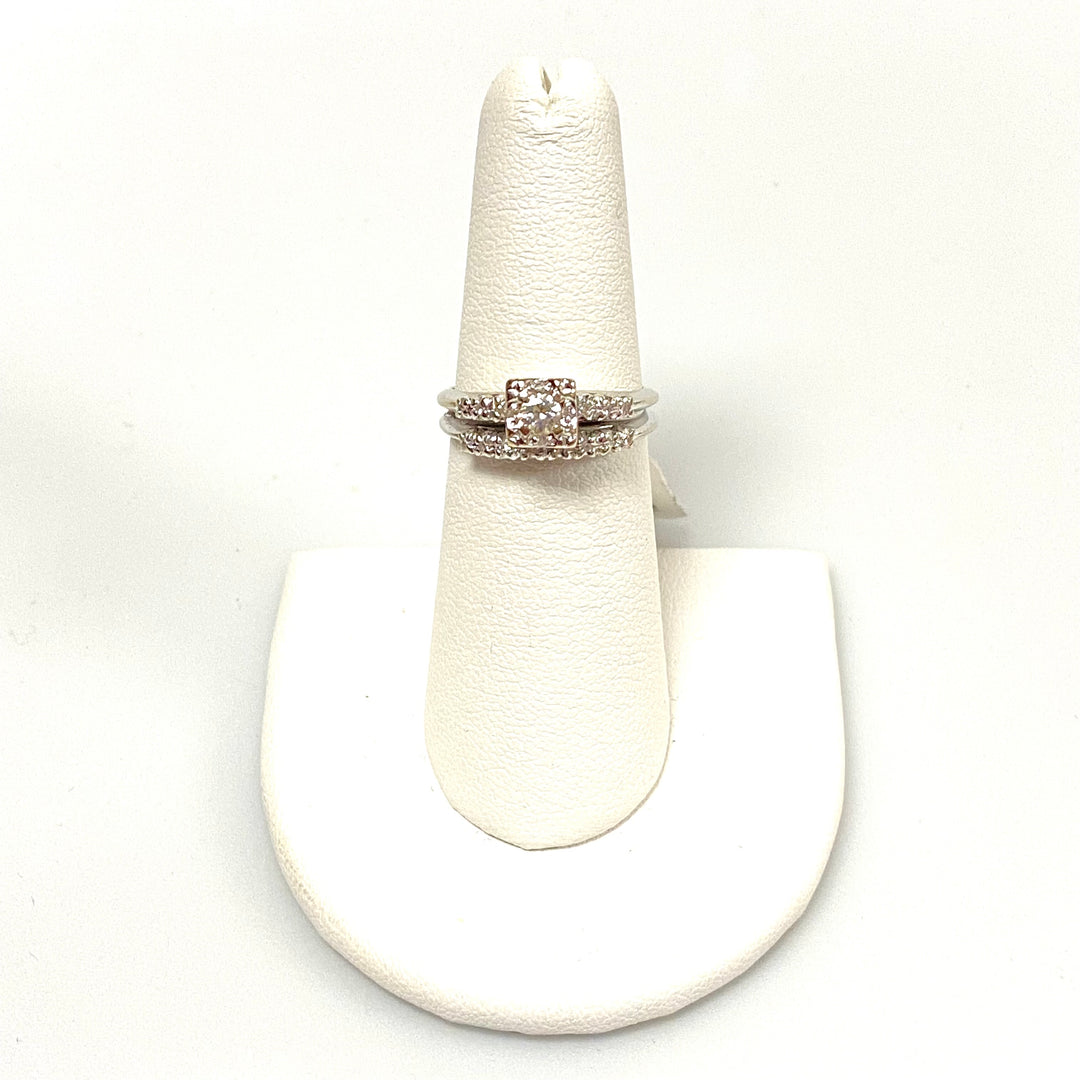 u759 Vintage 14K White Gold Women's Engagement Ring .25cts Diamond Size 6.5